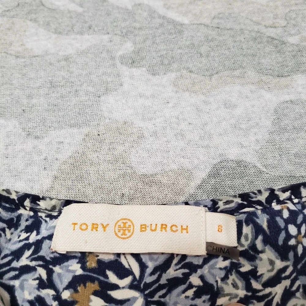 Tory Burch Dress Womens 6 Blue Silk Belted Evening Pullover‎ Sleeveless
